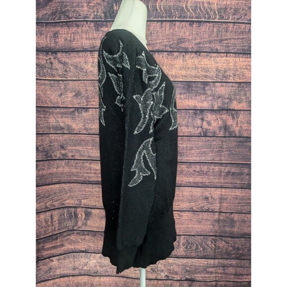 Vtg Mondi Germany wool Blend Sweater/dress Metallic Silver Black Sz 38/Med - Picture 3 of 10